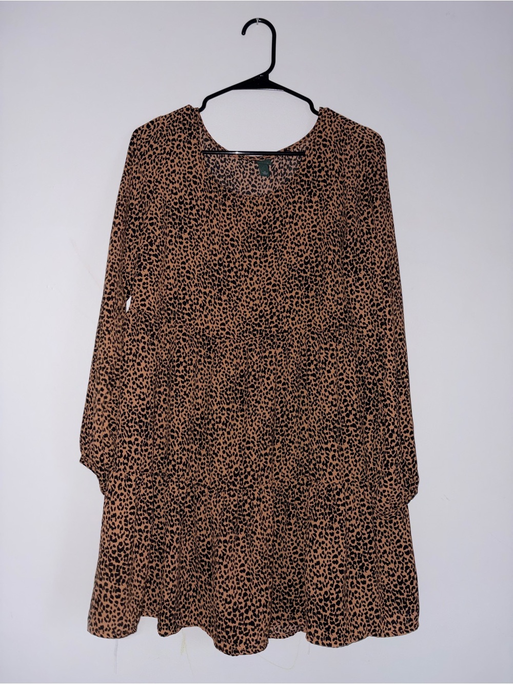 wild fable Tan and Black Leopard Print Long Sleeve Dress